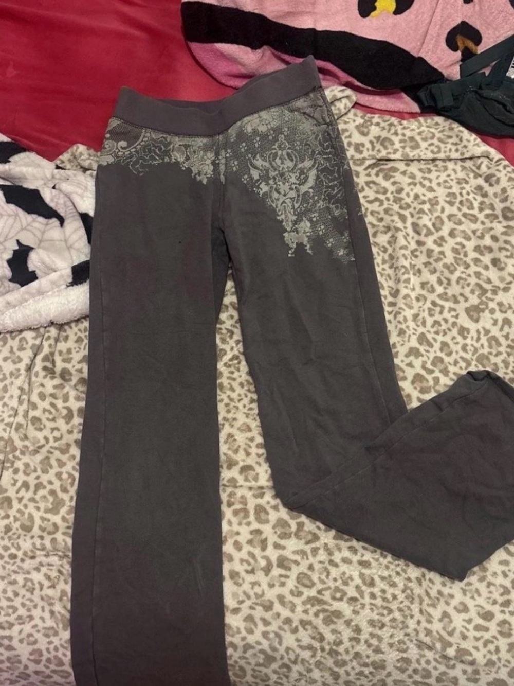 Miss Me Charcoal Gray Printed Waistband Track Pants